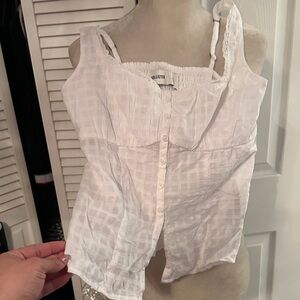 Hollister White Textured Sleeveless Top